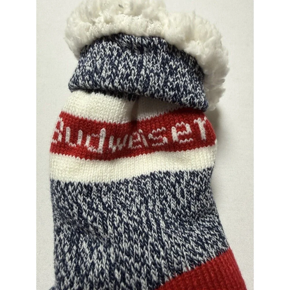 NWT Budweiser King of Beers Men’s Lounge Socks Gripper Bottom Fuzzy Socks 10-13